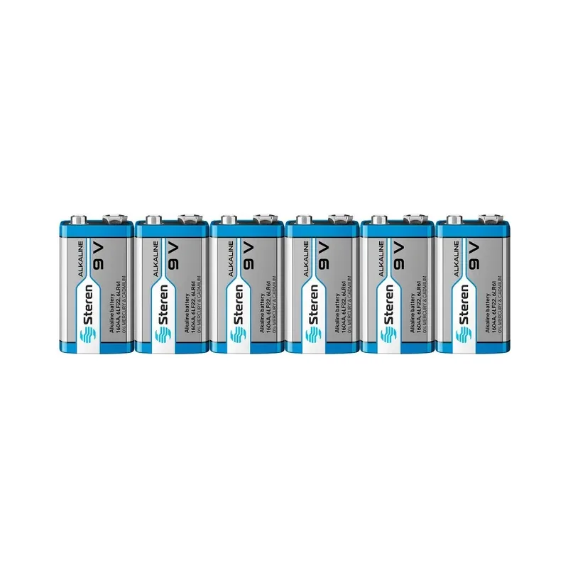 Paquete de 6 pilas alcalinas de 9V Steren BAT-9V/6