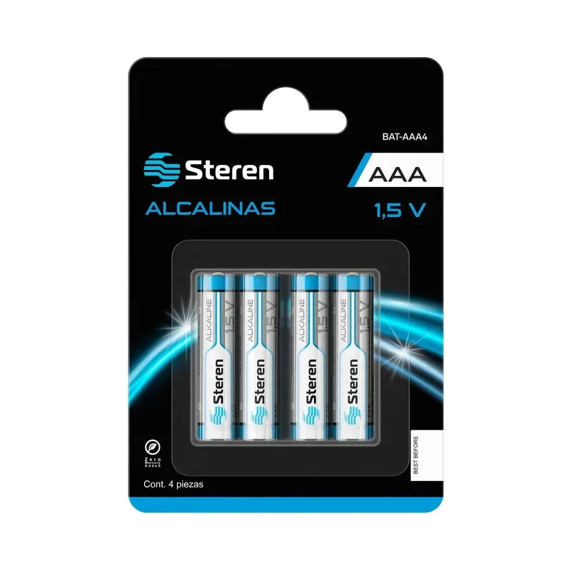 Paquete de 4 pilas alcalinas "AAA" Steren BAT-AAA4