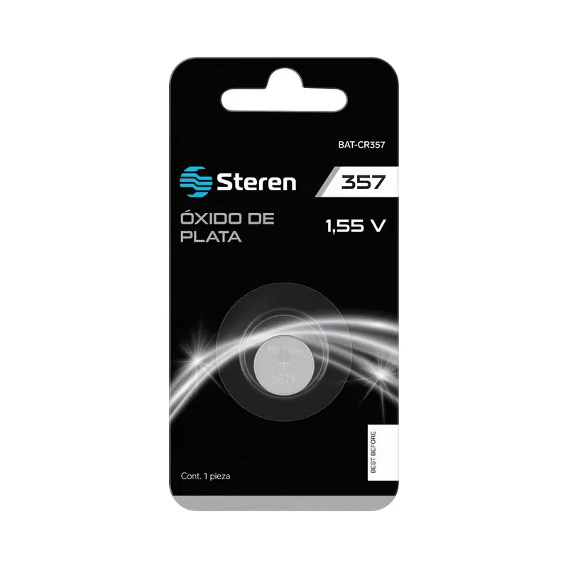 Pila de óxido de plata tipo botón "SR44" (S76E) Steren BAT-CR357