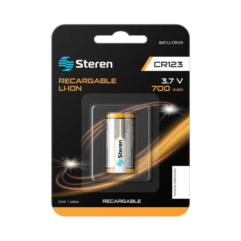 Batería recargable Li-ion 700 mAh tipo CR123 Steren BAT-LI-CR123