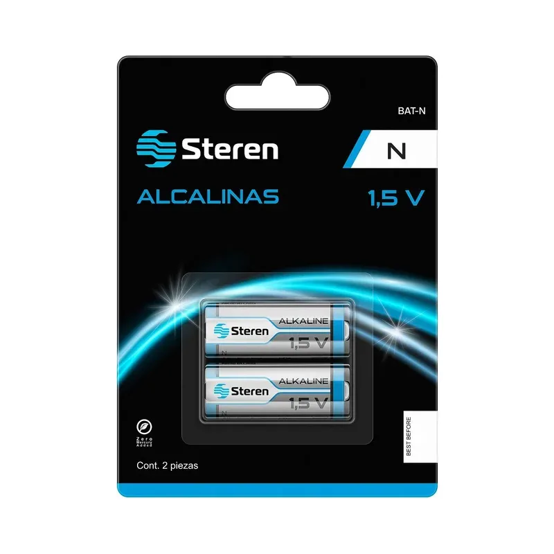 Paquete de 2 pilas alcalinas tipo "N" Steren BAT-N