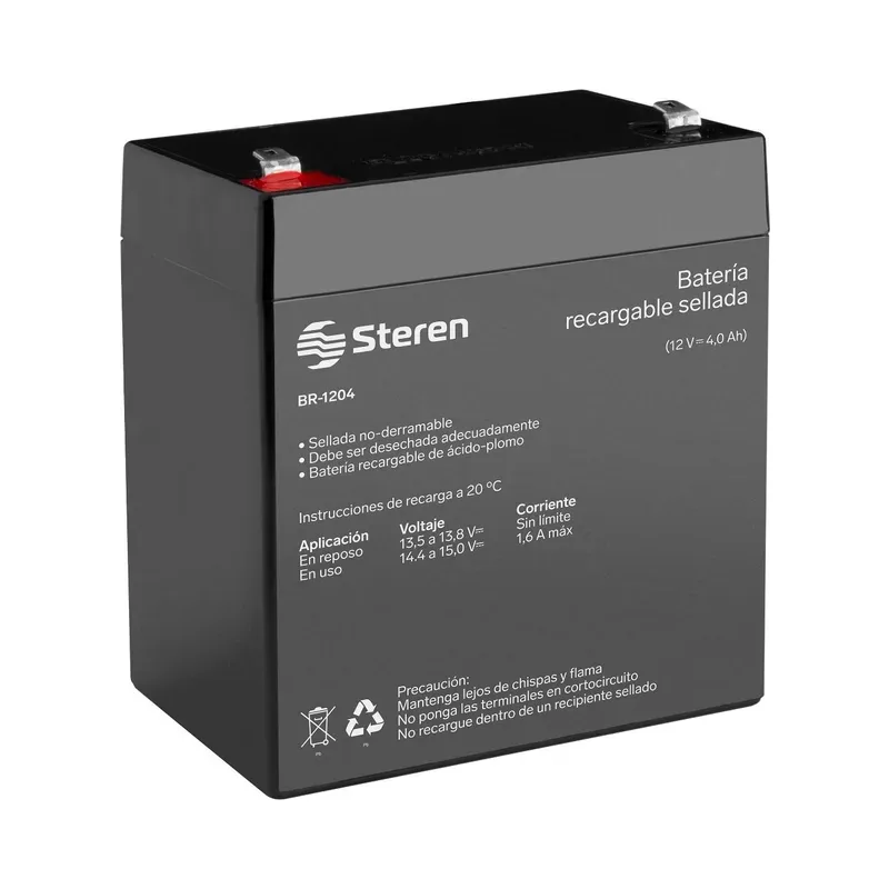 Batería sellada de ácido-plomo, 12 Vcc 4 Ah Steren BR-1204