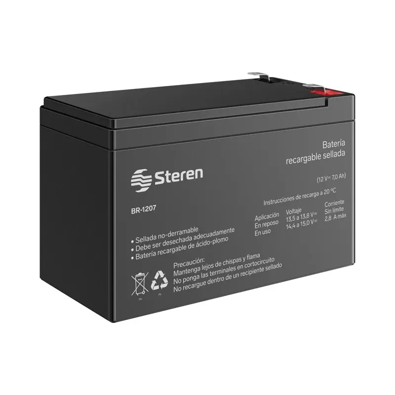 Batería sellada de ácido-plomo, 12 Vcc 7 Ah Steren BR-1207