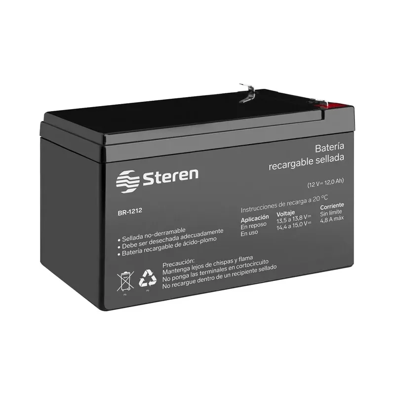 Batería sellada de ácido-plomo, 12 Vcc 12 Ah Steren BR-1212