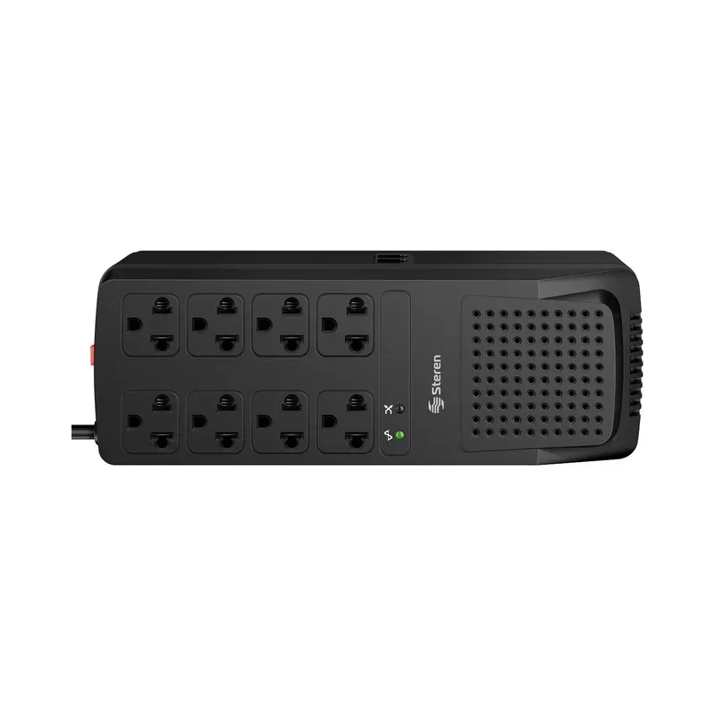 Regulador de voltaje 2,000 W con 8 contactos Steren REG-2050