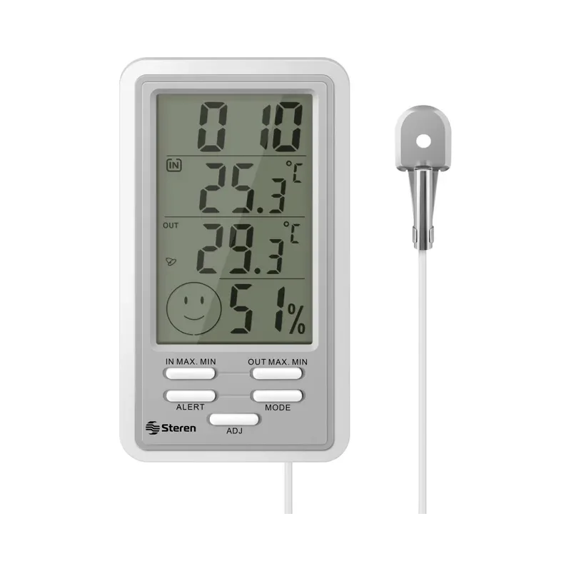 Termómetro digital para interior/exterior con sensor de humedad Steren TER-150