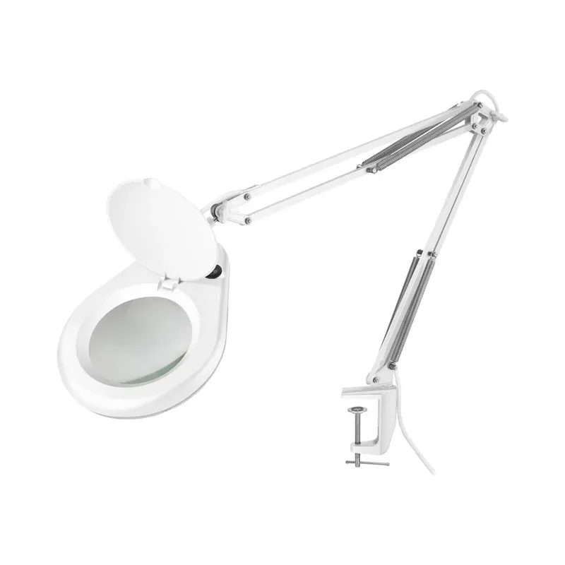 Lámpara LED con lupa (5x) y brazo articulado, blanca Steren HER-740BL