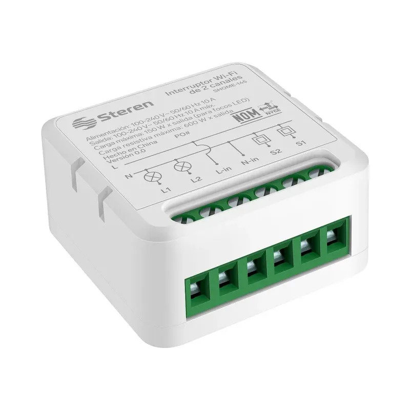 Interruptor Wi-Fi* de 2 canales Steren SHOME-145