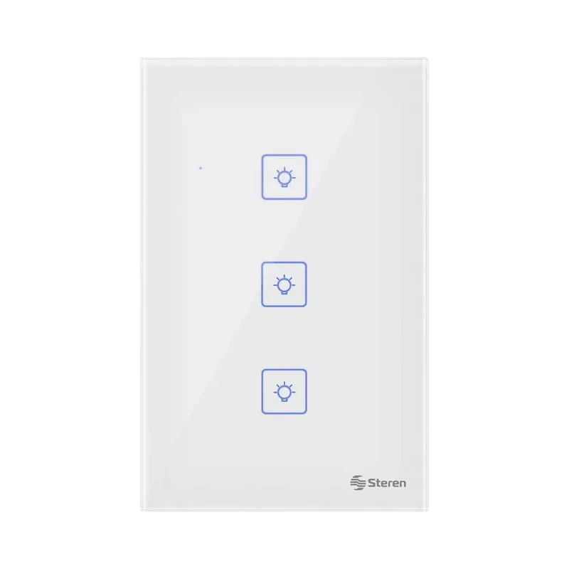 Apagador Wi-Fi* touch triple sin neutro Steren SHOME-213