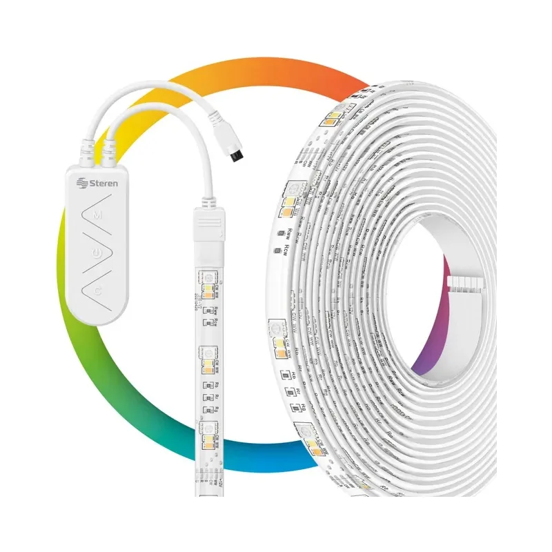 Tira LED Wi-Fi multicolor RGB+W de 5 m para exterior con control remoto Steren SHOME-1295