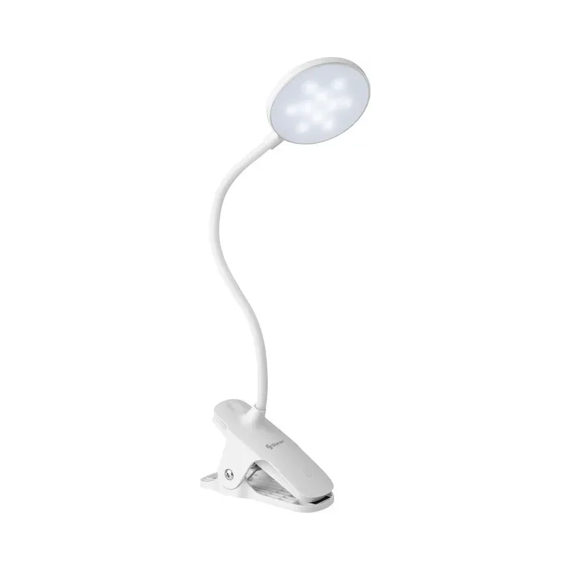 Lámpara LED con batería recargable, cuello flexible y pinza Steren LAM-091
