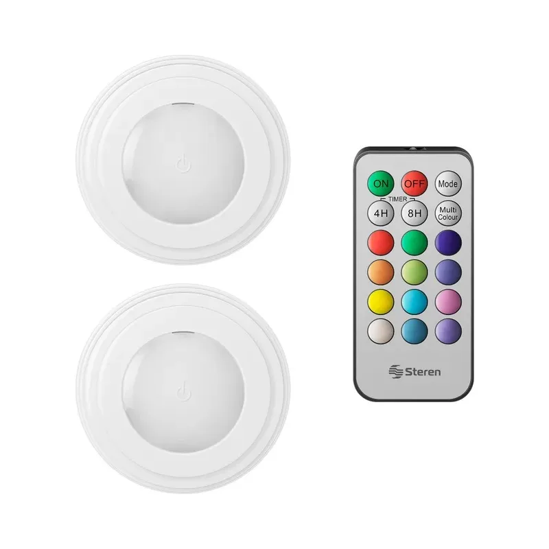 Juego de 2 mini lámparas LED RGB con control remoto Steren LAM-RM3