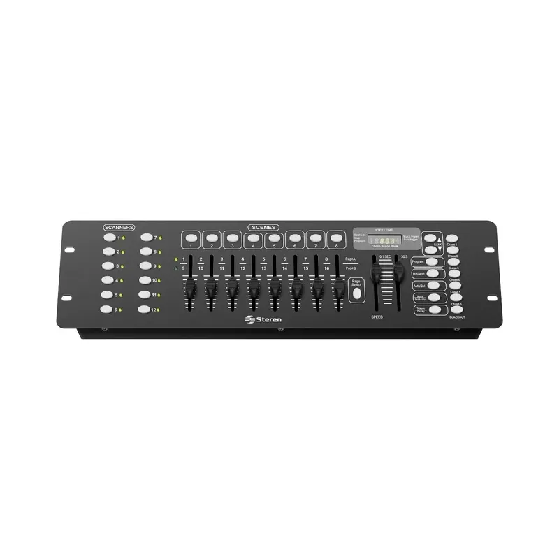 Mixer de iluminación de 192 canales y 8 escenas Steren DMX-105