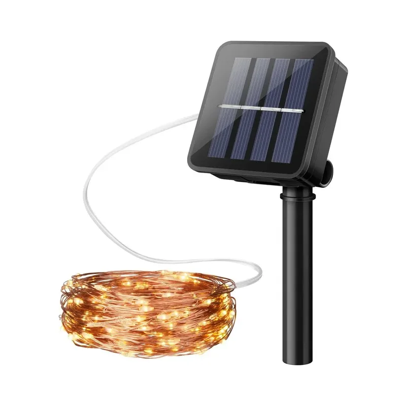 Serie LED decorativa de 22 m con panel solar y batería recargable, para exterior Steren MODLED-080/BCO
