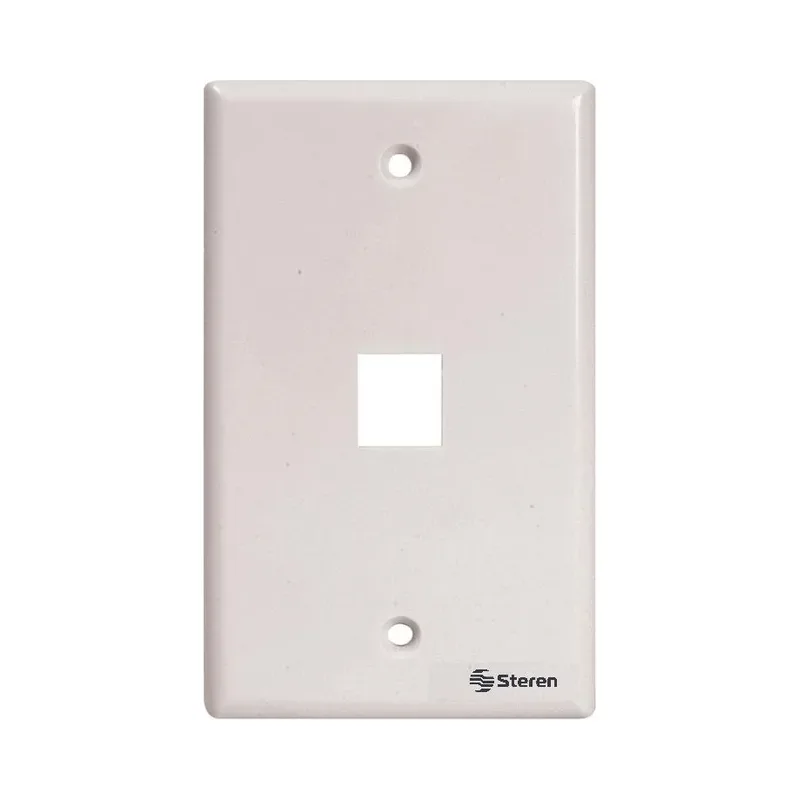 Placa para registro de 1 cavidad, para jack RJ45 CAT 5e y 6, tipo Keystone Steren 310-201WH