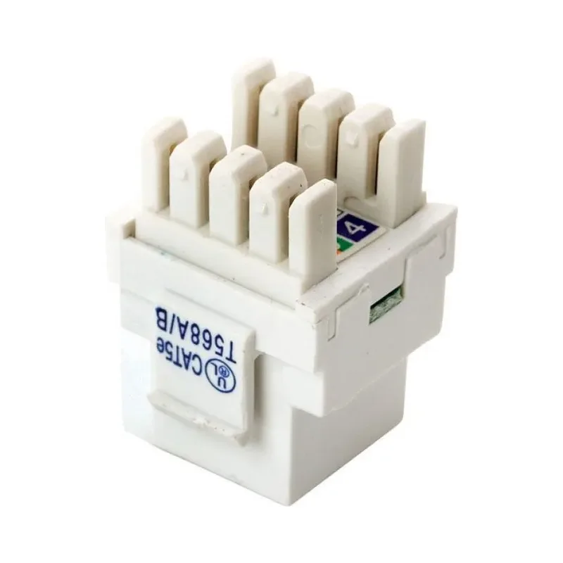 Jack RJ45 de 8 contactos a 180° CAT 5e, tipo Keystone, blanco Steren 350-010BL
