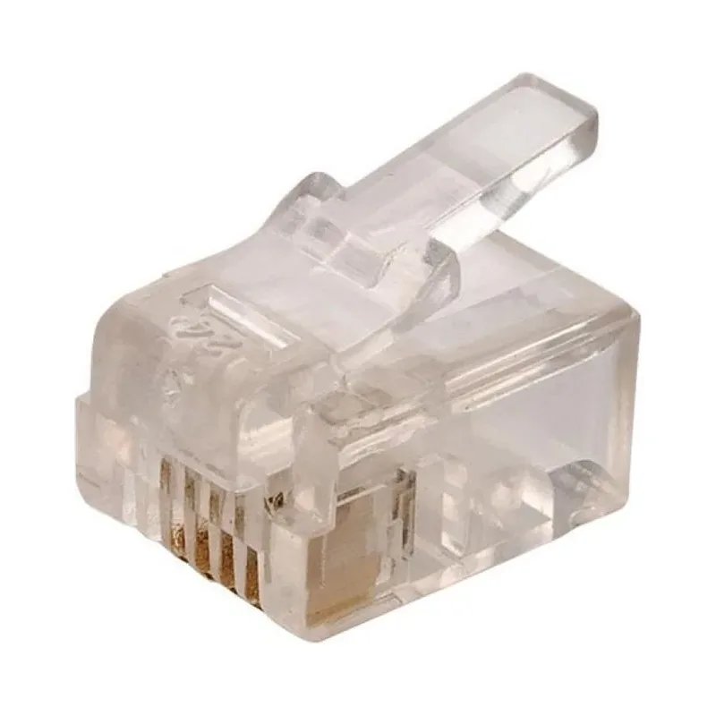 Plug telefónico modular RJ11 de 4 contactos para cable redondo Steren 300-164