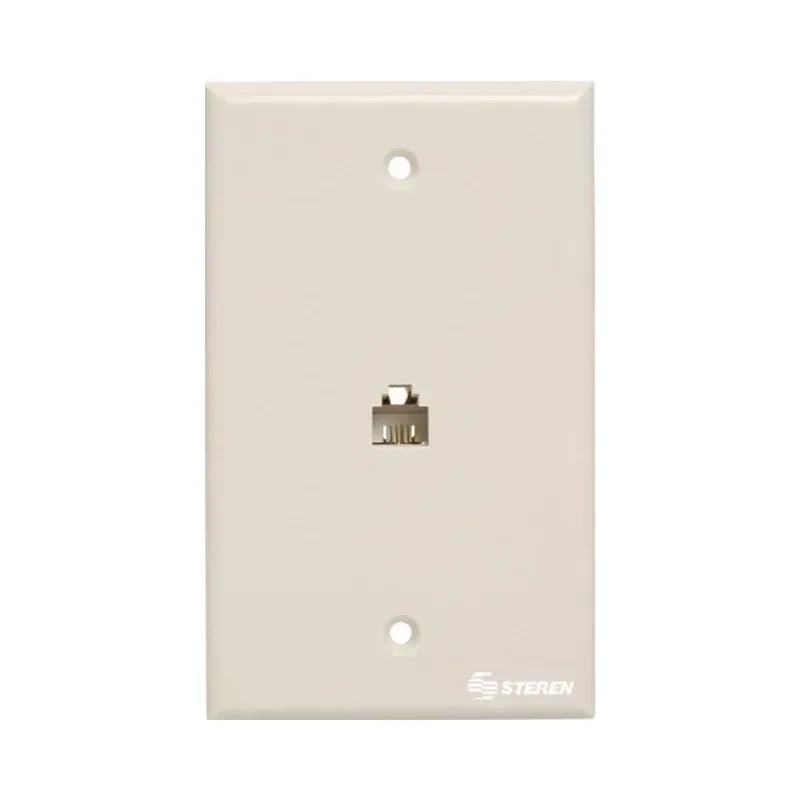 Placa de pared con jack RJ11 de 4 contactos, blanca Steren 300-204WH