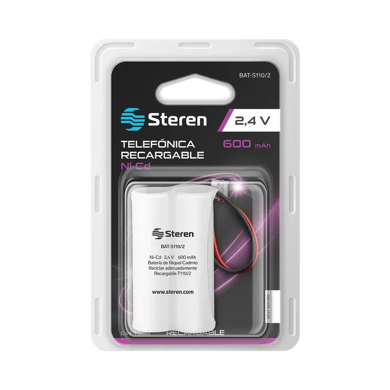 Pila telefónica recargable NiCd 2.4 V, 600 mAh Steren BAT-S110/2