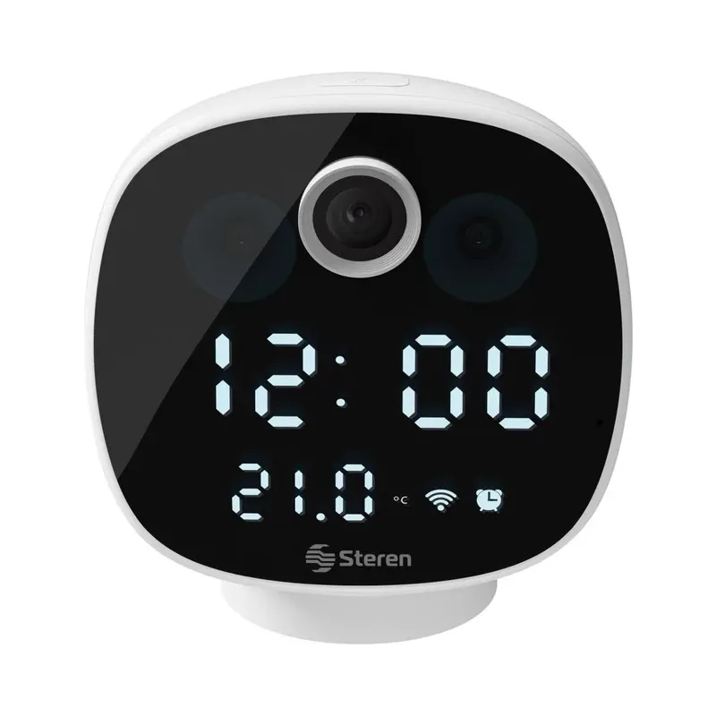 Cámara de seguridad Wi-Fi* 2 Mpx robotizada con reloj digital, para escritorio Steren CCTV-214