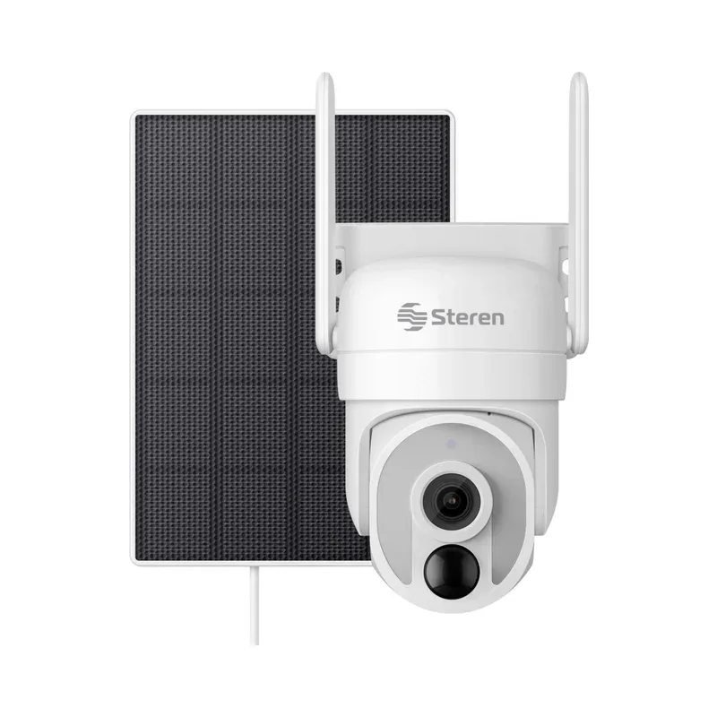 Cámara de seguridad Wi-Fi* 6, 4 Mpx robotizada con panel solar, para exterior, compatible con asistentes de voz Steren CCTV-645