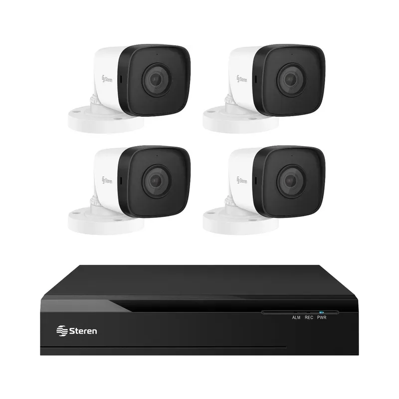 Sistema de seguridad CCTV con DVR pentahíbrido de 4 canales BNC + 2 IPC, 4 cámaras, disco duro y monitoreo por Internet Steren CCTV-844/HDD