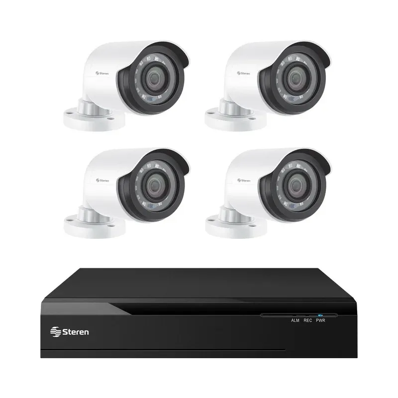 Sistema de seguridad CCTV con DVR pentahíbrido de 8 canales, 4 cámaras, disco duro y monitoreo por Internet Steren CCTV-848/HDD