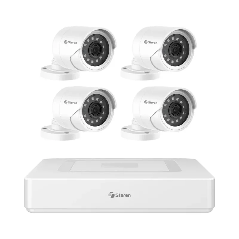 Sistema de seguridad CCTV con DVR pentahíbrido de 6 canales, 4 cámaras, disco duro y monitoreo por Internet Steren CCTV-944/HDD