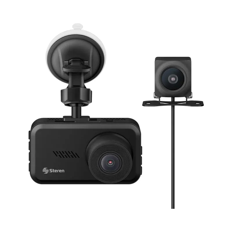 Cámara para auto (Dash Cam) con grabador 2K, WDR y cámara de reversa Steren CCTV-9610